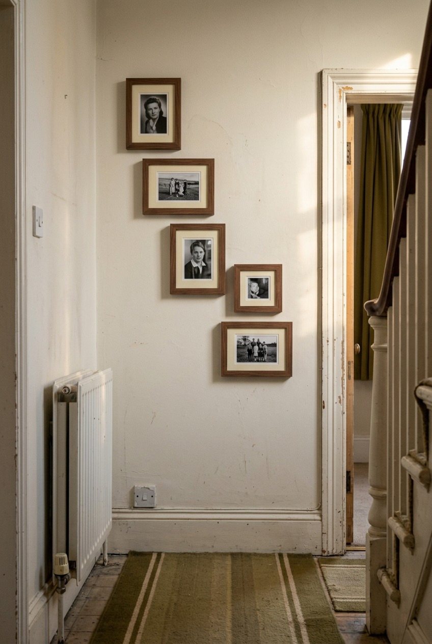 A Diagonal Cascade Of Black And White Photos