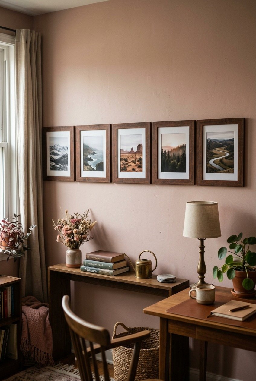 A Horizontal Row Of Five Matching Landscape Prints